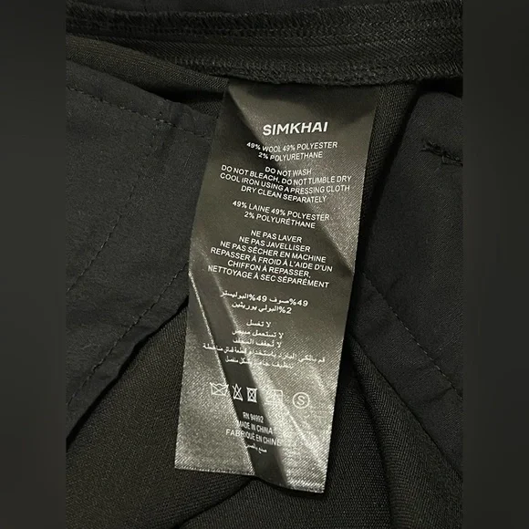 SIMKHAI Leroy Relaxed Straight Fit Pleated Pants Size 34 Black